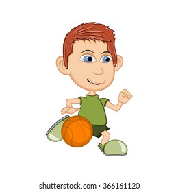 The boy playing basketball cartoon vector illustration