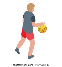 Boy playing basketball icon. Isometric of boy playing basketball vector icon for web design isolated on white background