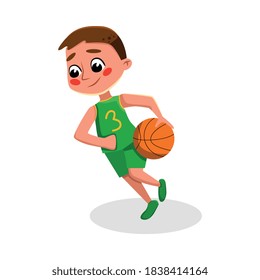 Basketball spielen, Sport spielen, Sport treiben, körperliche Bewegung machen, Aktives gesundes Lifestyle Concept Cartoon Style Vektorgrafik