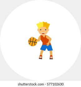Boy Playing Basketball Vector Icon