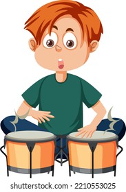 A Boy Playing Bongos Illustration