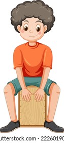 Boy playing cajon drum vector illustration