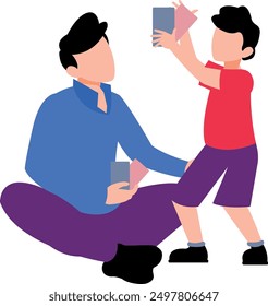The boy is playing cards with a kid.
