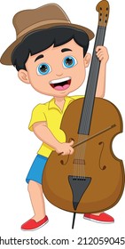 boy playing cello on white background