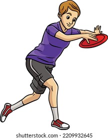 Boy Playing Disk Cartoon Colored Clipart 