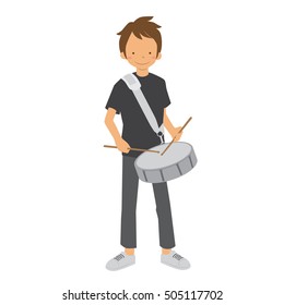 Boy playing drum vector stock