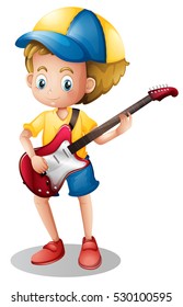 Niño tocando ilustración de guitarra electrónica