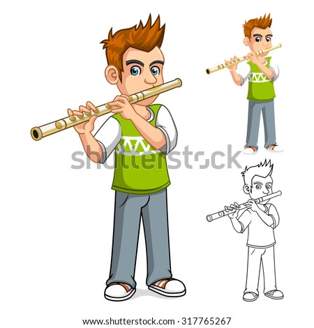 Similar – Image, Stock Photo Cartoon man playing flute with bird