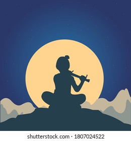 Boy playing Flute in the morning