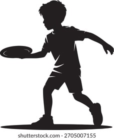 Niño jugando Silueta de disco volador