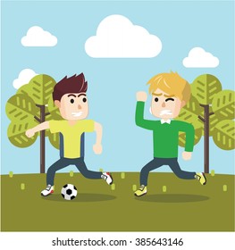 Boy playing foot ball