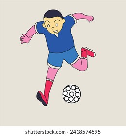 A boy is playing football