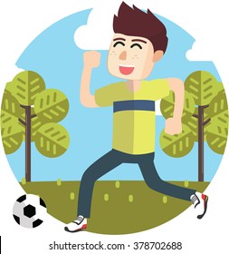 Boy playing football