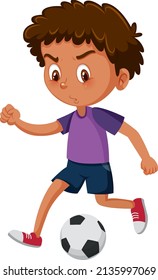 A boy playing football cartoon character illustration