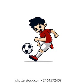 boy playing football cartoon vector
