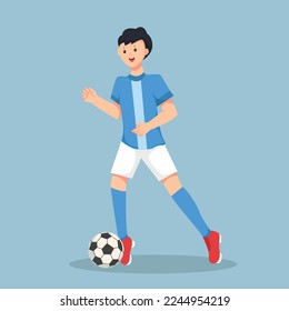 Boy Playing Football Character Design Illustration