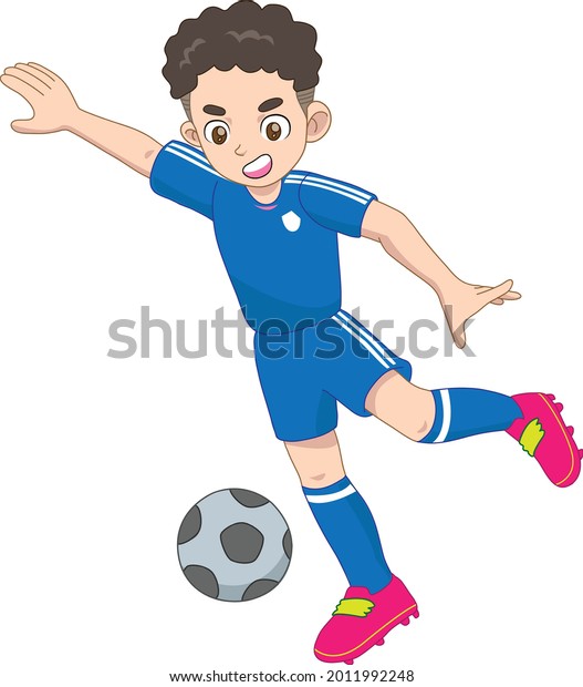 Boy Playing Football Game Stock Vector (Royalty Free) 2011992248 ...