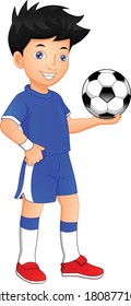 Boy Playing Football. Boy Holding Ball