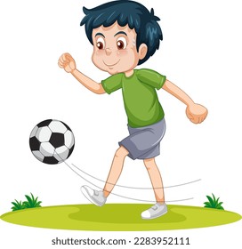 A boy playing football illustration