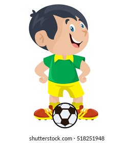 Boy Playing Football Illustration Vector