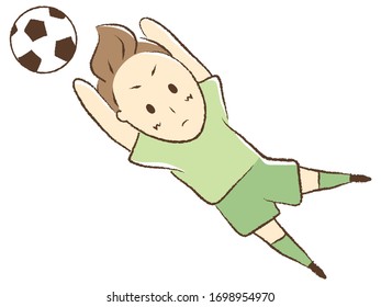 Boy playing football "Keeper catching the ball"