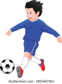 boy playing football on a white background