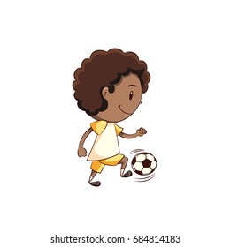 Boy playing football soccer