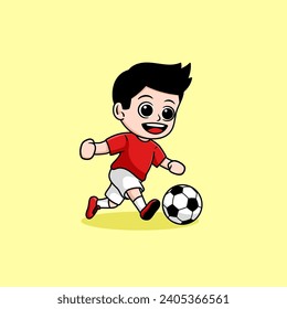 boy playing football soccer cartoon
