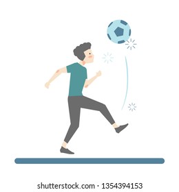 The boy playing football vector
