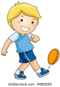 Niño jugando fútbol - Vector