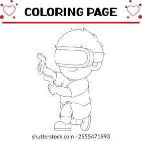 boy is playing game coloring page for kids