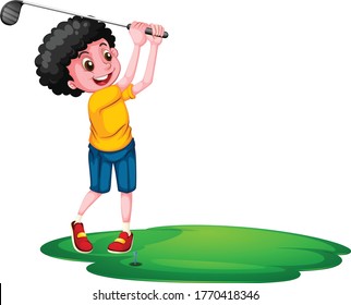 Boy Playing Golf Cartoon Vector Art Stock Vector (Royalty Free ...