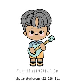 boy playing guitar vector illustration