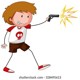 Niño jugando con ilustración de arma