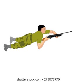 Boy playing with gun vector illustration