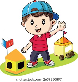 BOY PLAYING HD VECTOR 3D