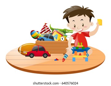 Boy playing with his toys