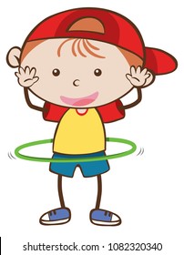 A Boy Playing Hoola Hoop illustration