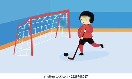 Junge, der Eishockey spielt - Vektorgrafik