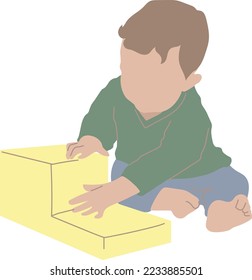 boy playing isolated flat illustration
