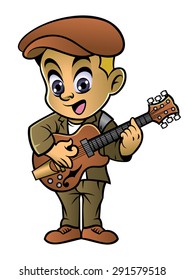 boy playing a jazz guitar