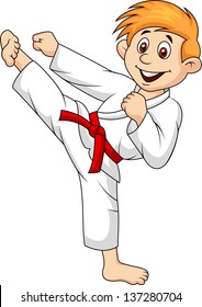 Boy playing karate
