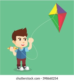 Boy playing kite
