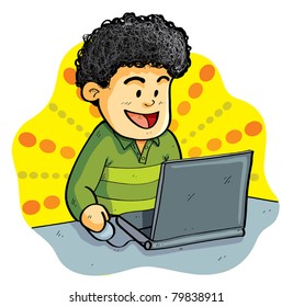 Boy Playing Laptop