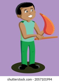 boy playing a latin american guiro