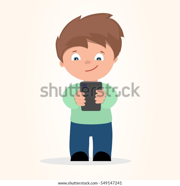 Boy Playing Mobile Phone Vector Illustration Stock Vector (Royalty Free ...