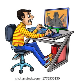 Un niño jugando juegos en línea