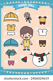 Boy playing with paper dolls