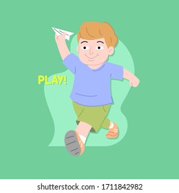 UN CHICO ESTÁ JUGANDO AVIÓN DE PAPEL