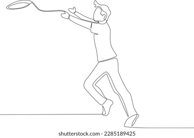 Un niño jugando en el parque. Dibujo de una línea de actividades de estacionamiento